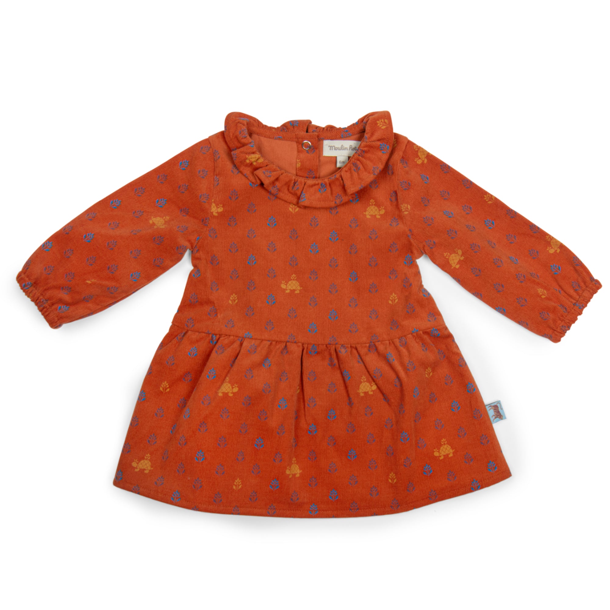Needlecord dress with ruffled collar, Manon