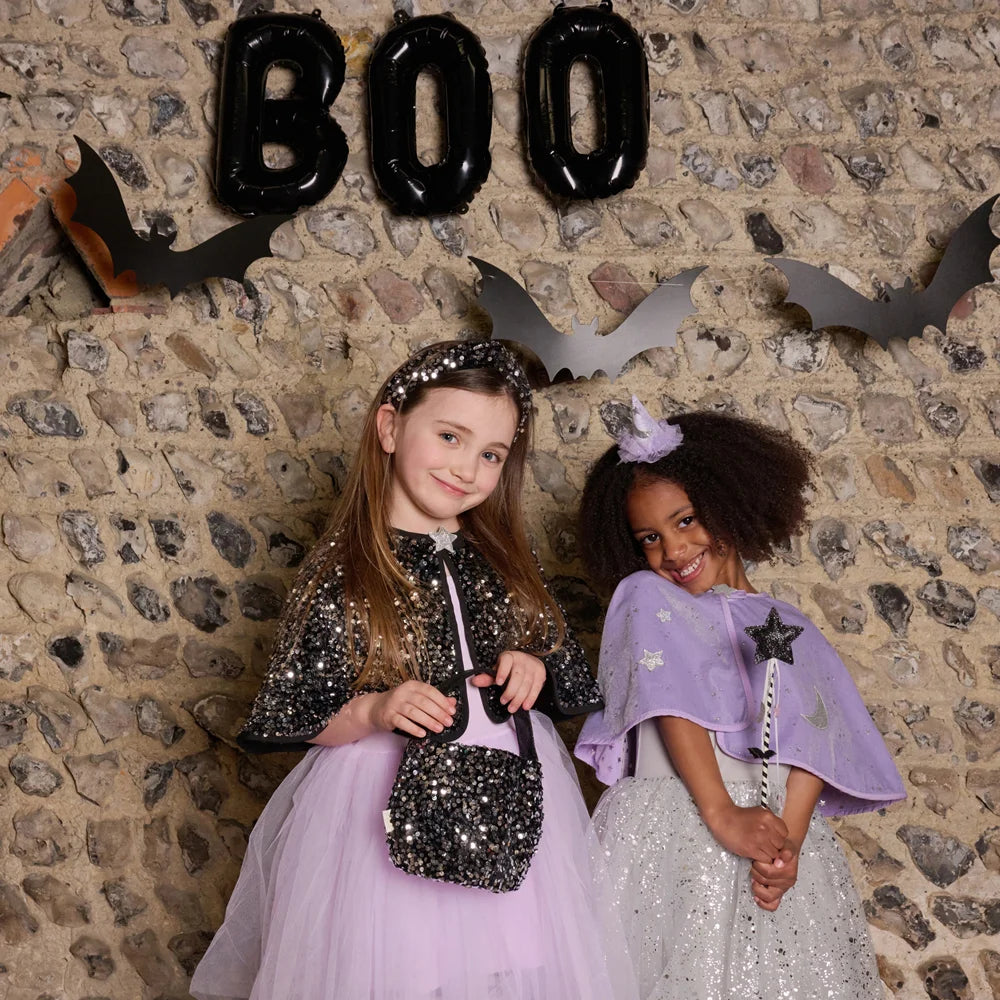 Spellbound velvet handbag with Halloween sequins