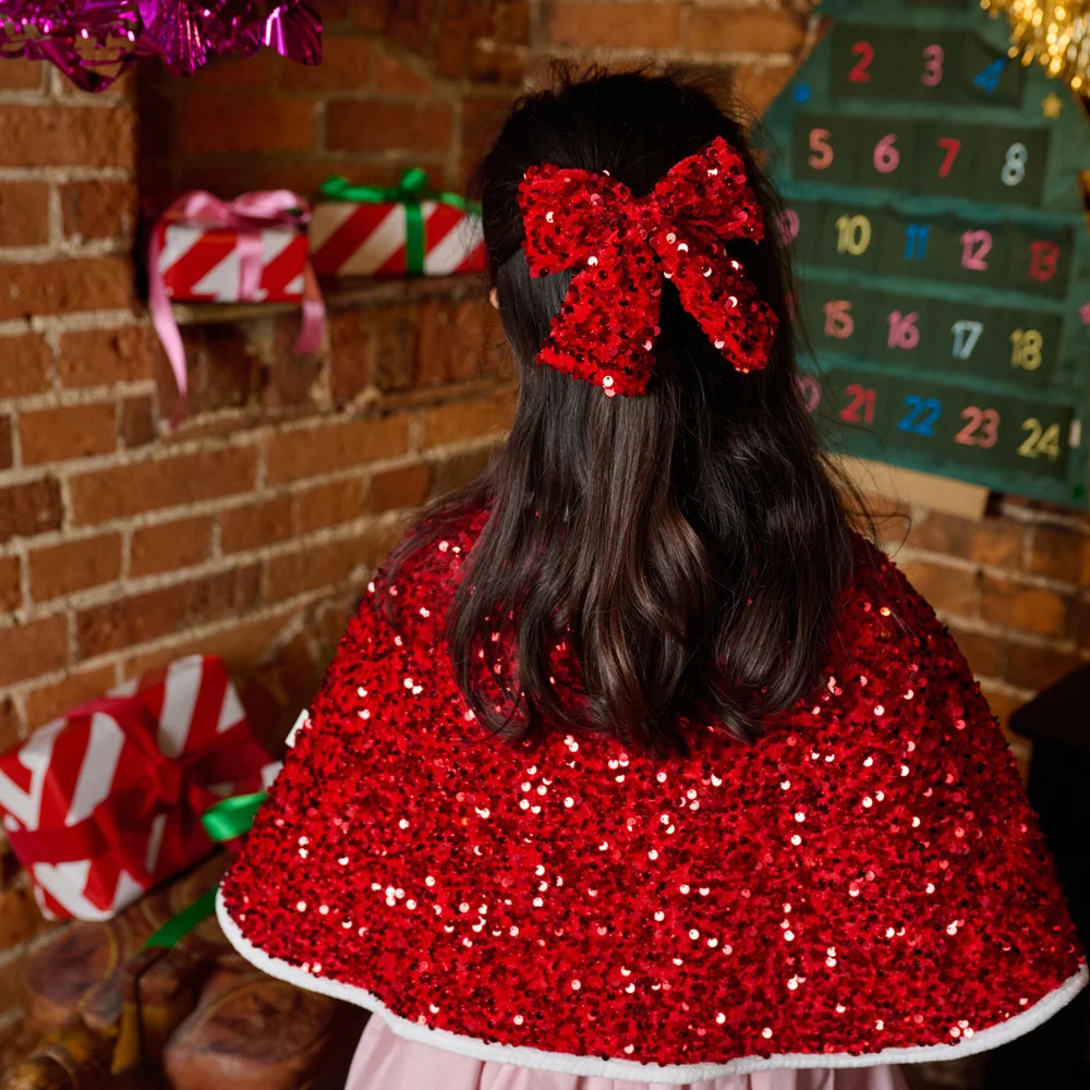 Barrette à cheveux nœud de Noël en velours rouge