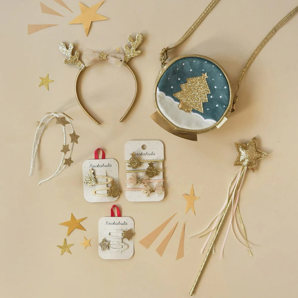 Christmas hair ties gold Christmas trees