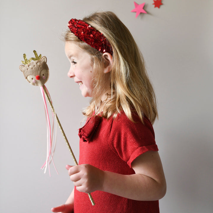 Christmas headband, velvet with red sequins