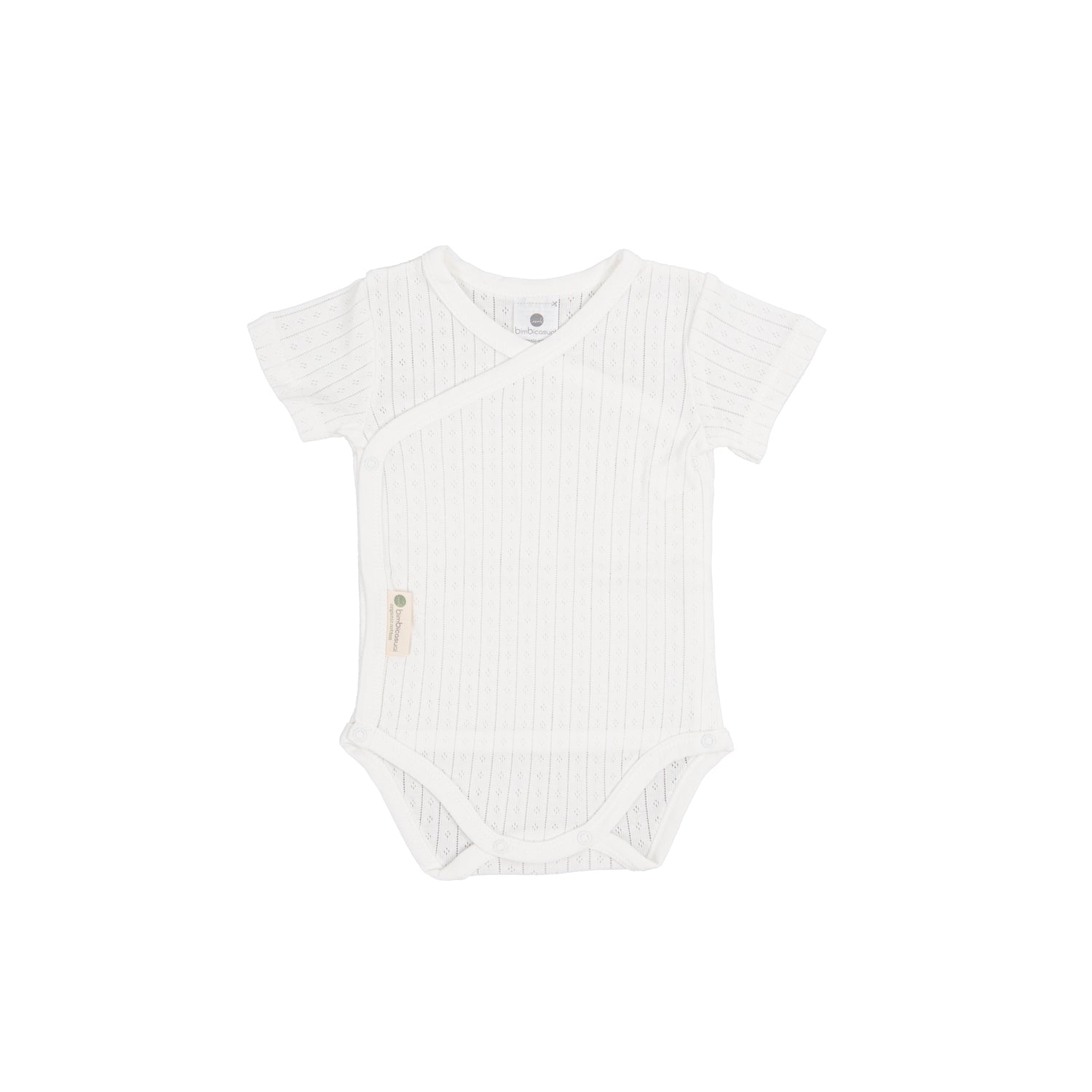 Crossover bodysuit short sleeve organic cotton pointelle, White