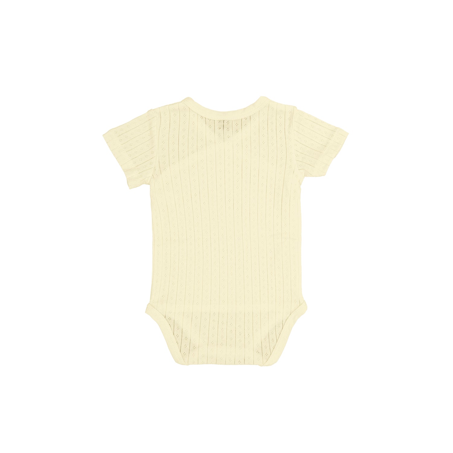 Crossover bodysuit short sleeve organic cotton pointelle, Ecru