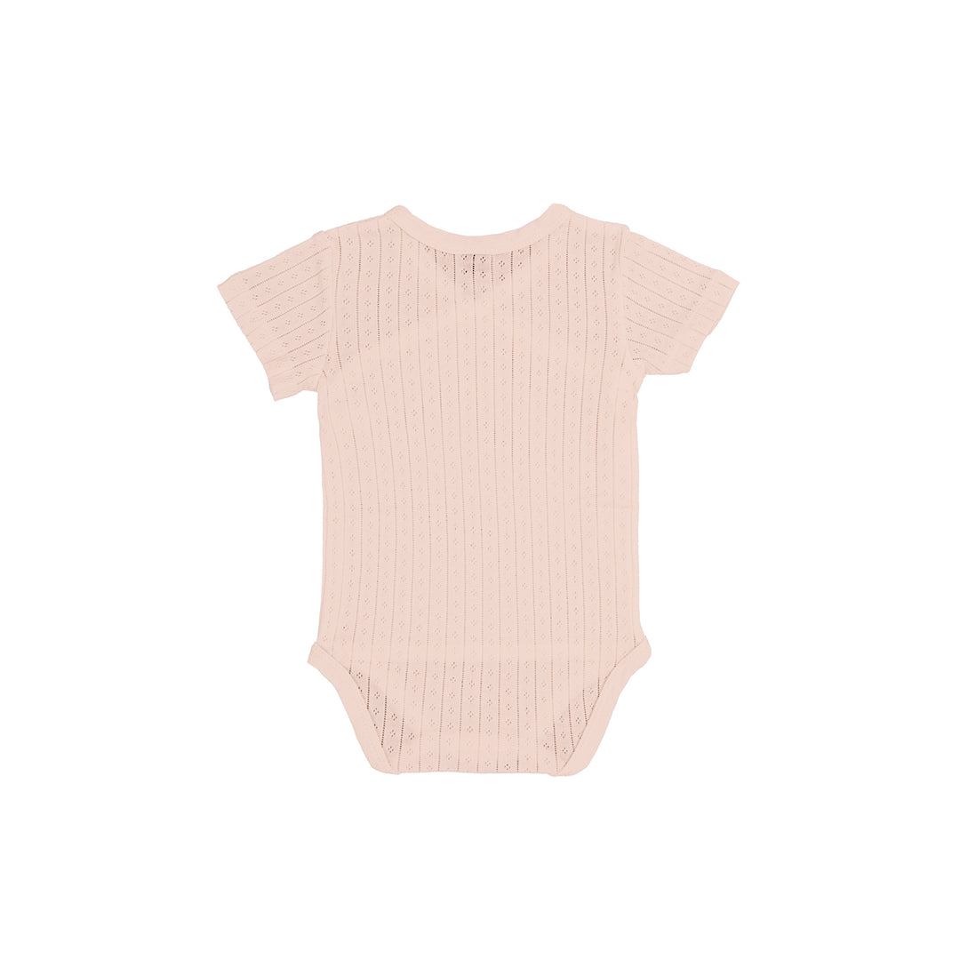 Body incrociato manica corta cotone bio pointelle, Rosa