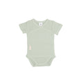 Crossover bodysuit short sleeve organic cotton pointelle, Green
