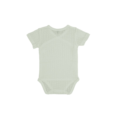 Crossover bodysuit short sleeve organic cotton pointelle, Green