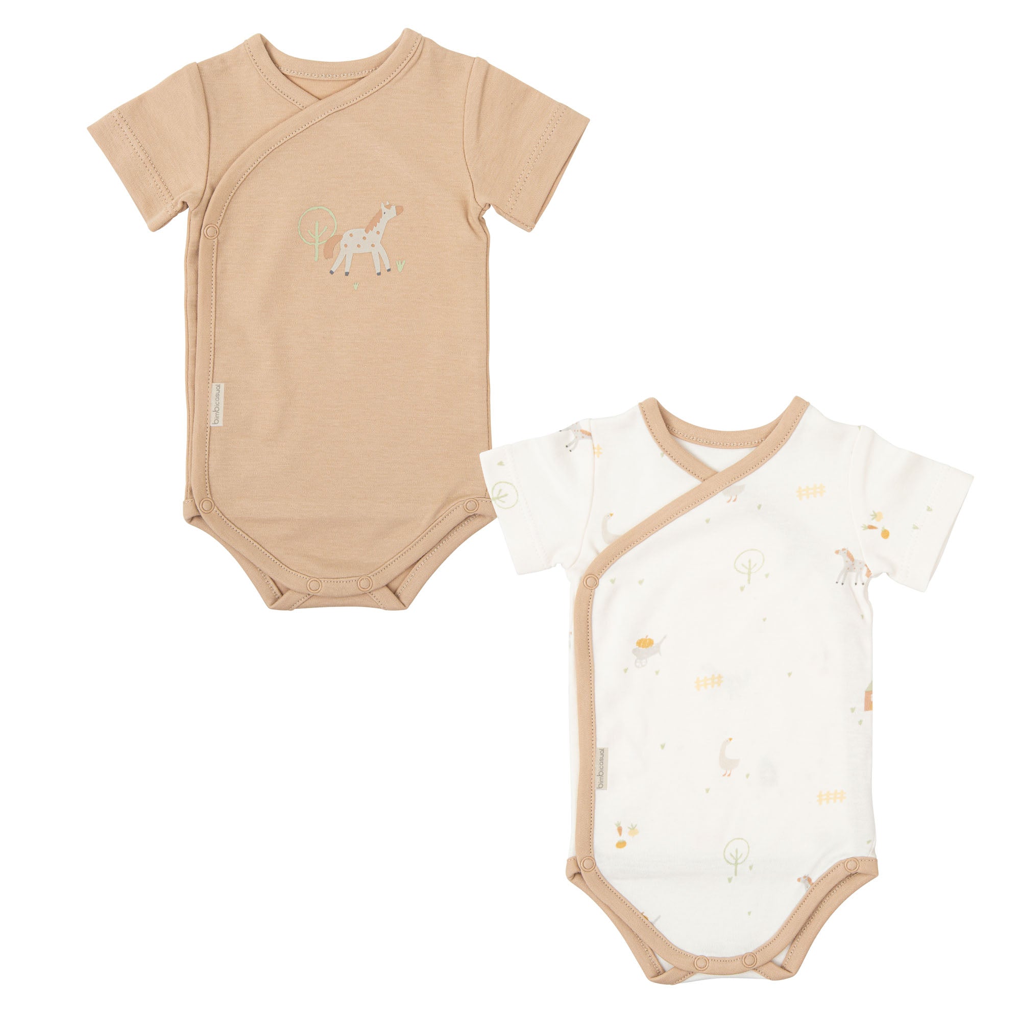 Baby Bodysuit Short Sleeve Bamboo Organic Cotton Farm, Set of 2