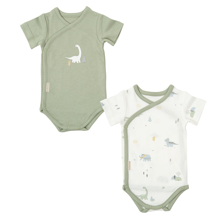 Body neonato manica corta bambù cotone bio T-Rex, Set di 2