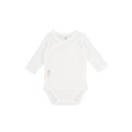Crossover bodysuit long sleeve organic cotton pointelle, White