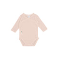 Crossover bodysuit long sleeve organic cotton pointelle, Pink