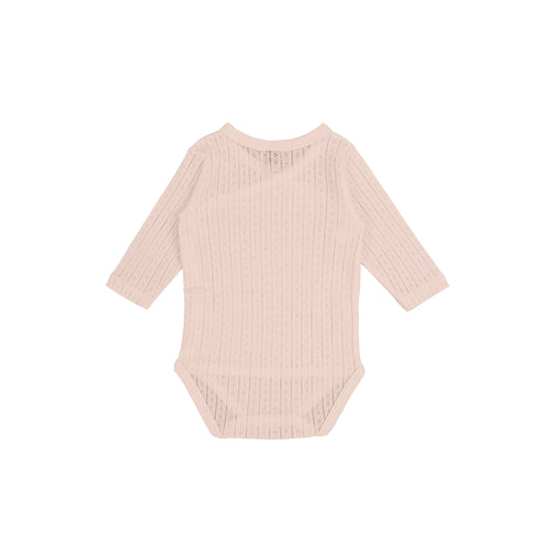 Crossover bodysuit long sleeve organic cotton pointelle, Pink