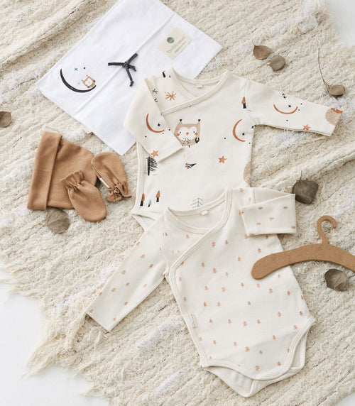 Baby Bodysuit Long Sleeve Bamboo Organic Cotton Wonderland, Set of 2