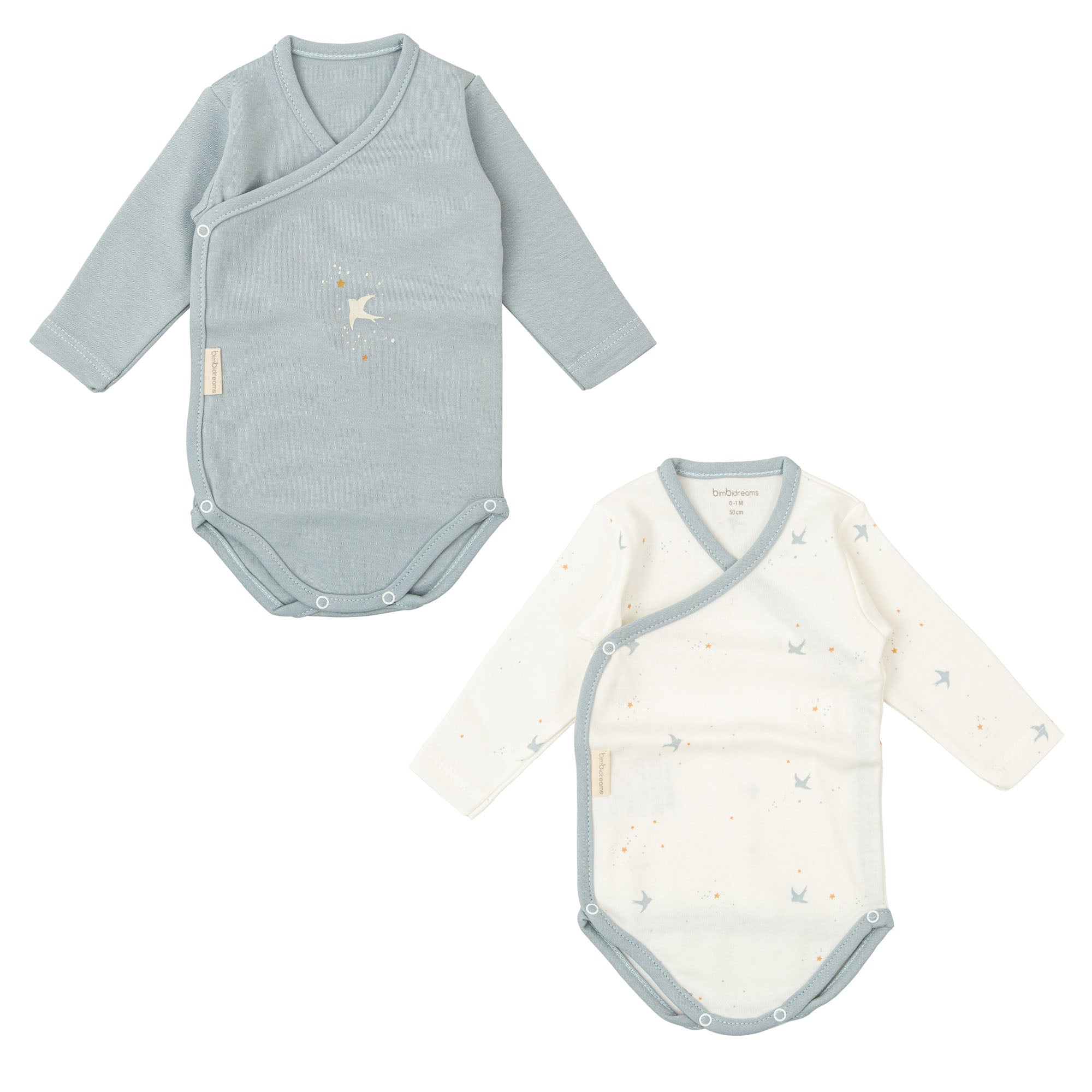 Pippi Body Manica Lunga In Cotone Biologico - Confezione Da 4, Neonato E Bambino, Miraggio Blu, Taglia 2 Mesi (50-104 Disponibili)