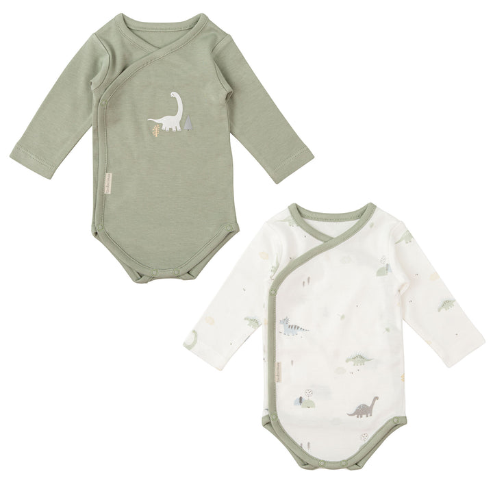 Body neonato manica lunga bambù cotone bio T-Rex, Set di 2