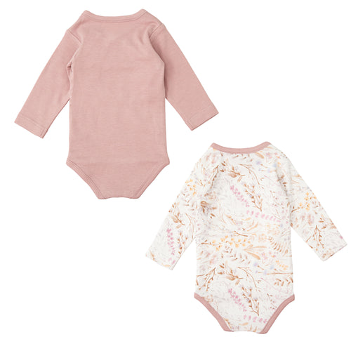 Niza Organic Cotton Bamboo Long Sleeve Baby Bodysuit, Set of 2