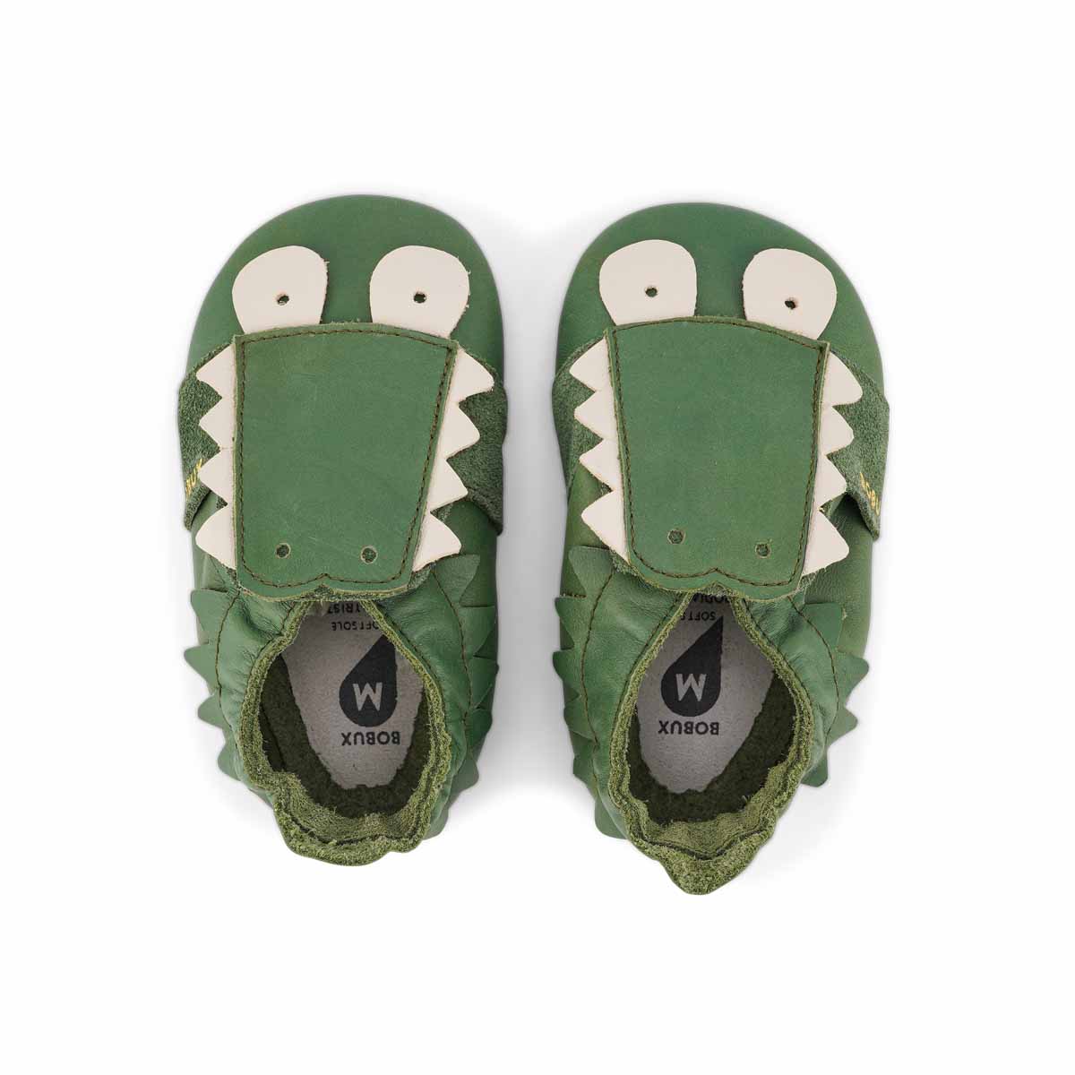Soft Leather Slippers, Green Snap
