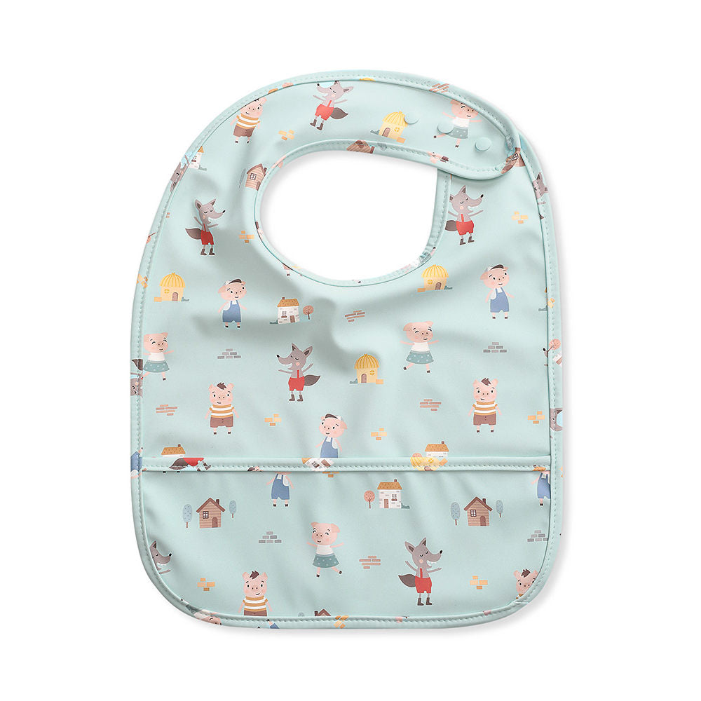 Bib with front pocket, Three little pigs