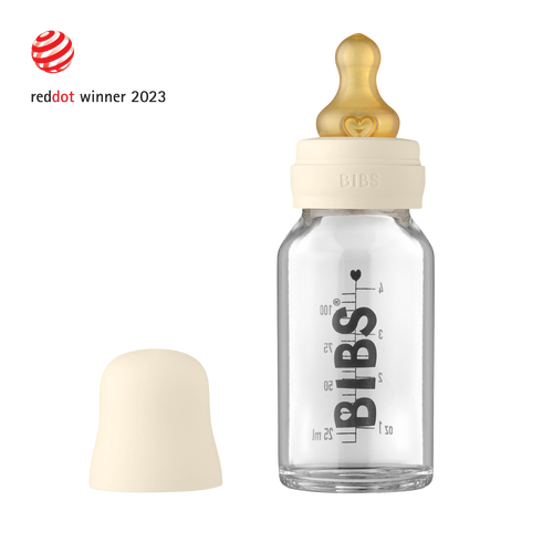 Biberon in vetro Bibs 110ml, Ivory | Baby Glass Bottle Set