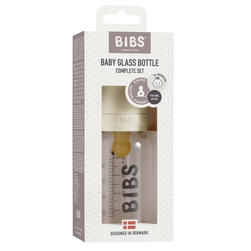 Biberon in vetro Bibs 110ml, Ivory | Baby Glass Bottle Set