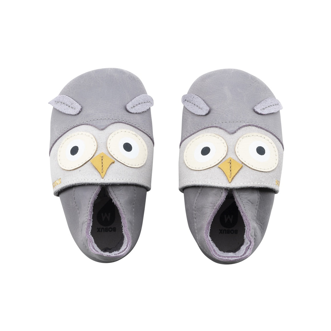 Babbucce in pelle morbida, Hootie grey | Bobux soft sole