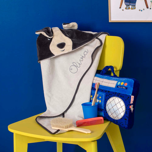 Baby Bathrobe, Puce Dog