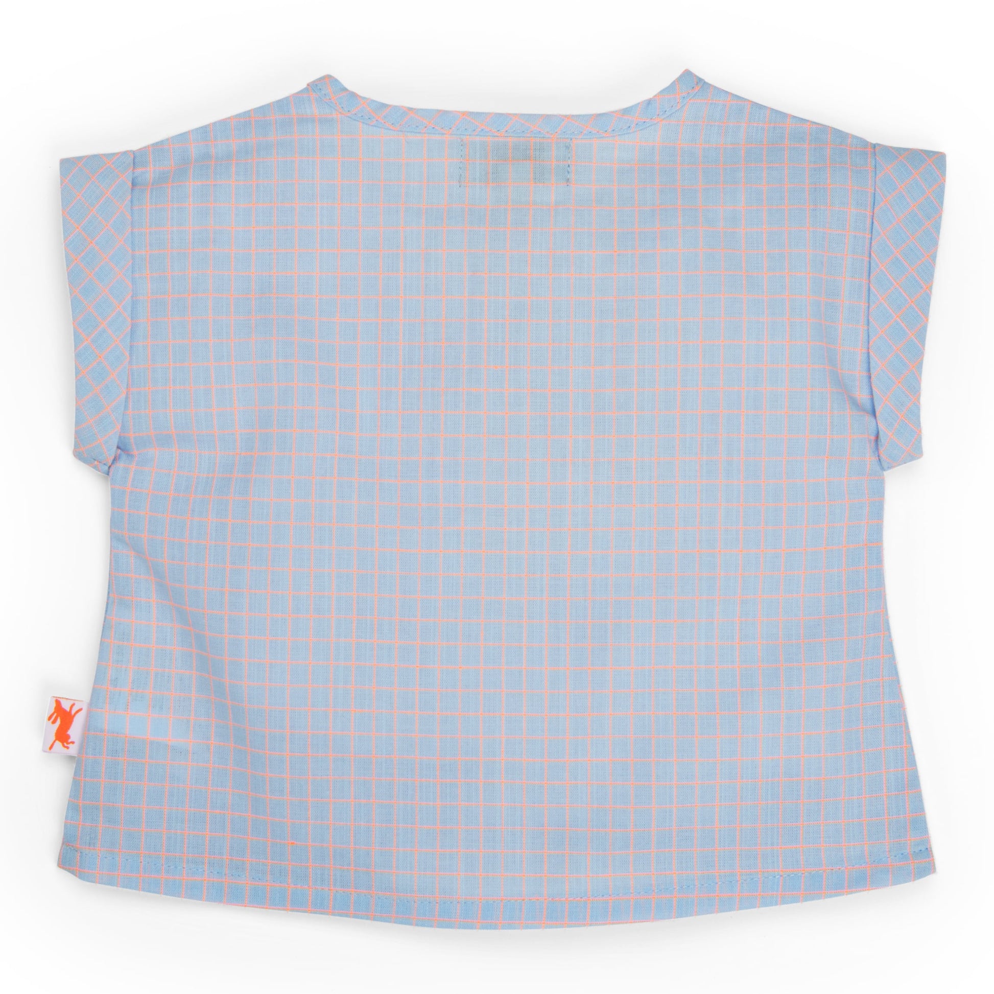 Camicetta in cotone blu quadretti, Loris