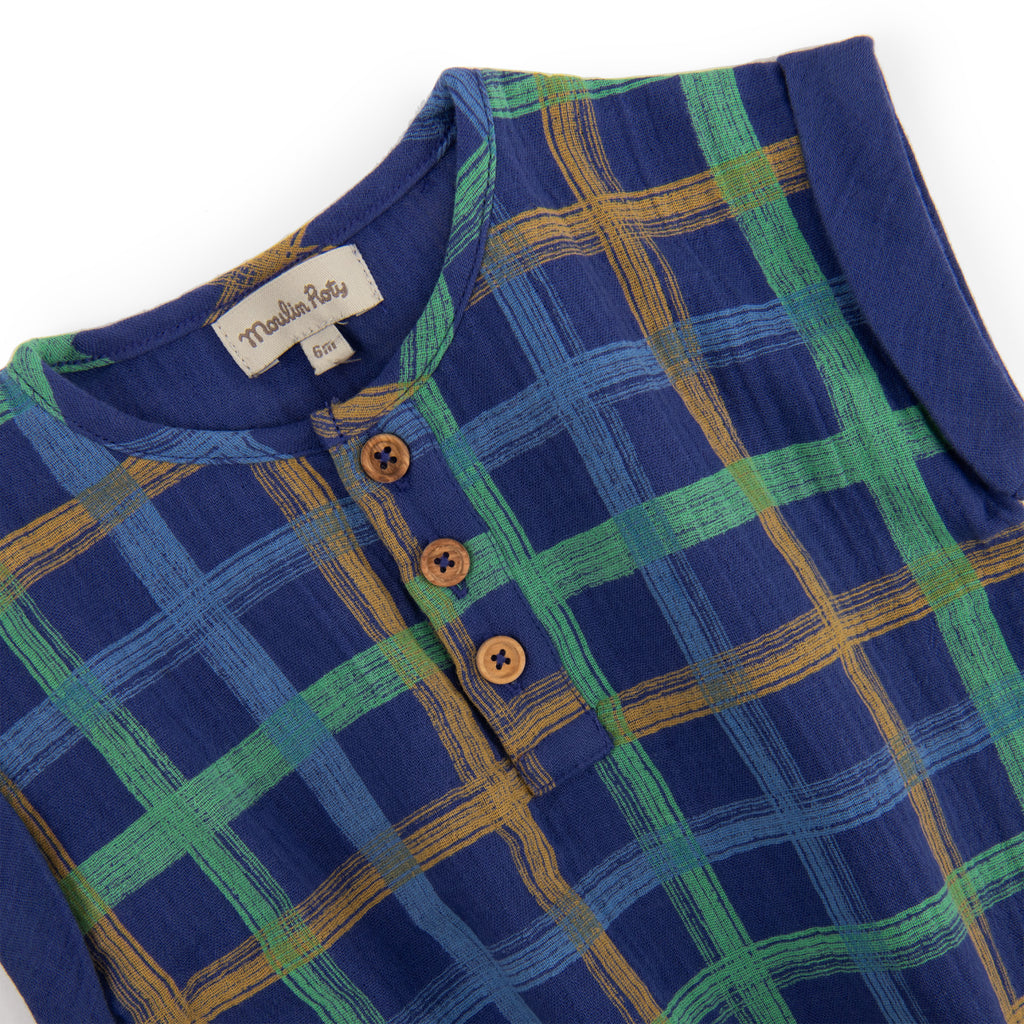 Camicia in mussola di cotone a quadretti, Nicole