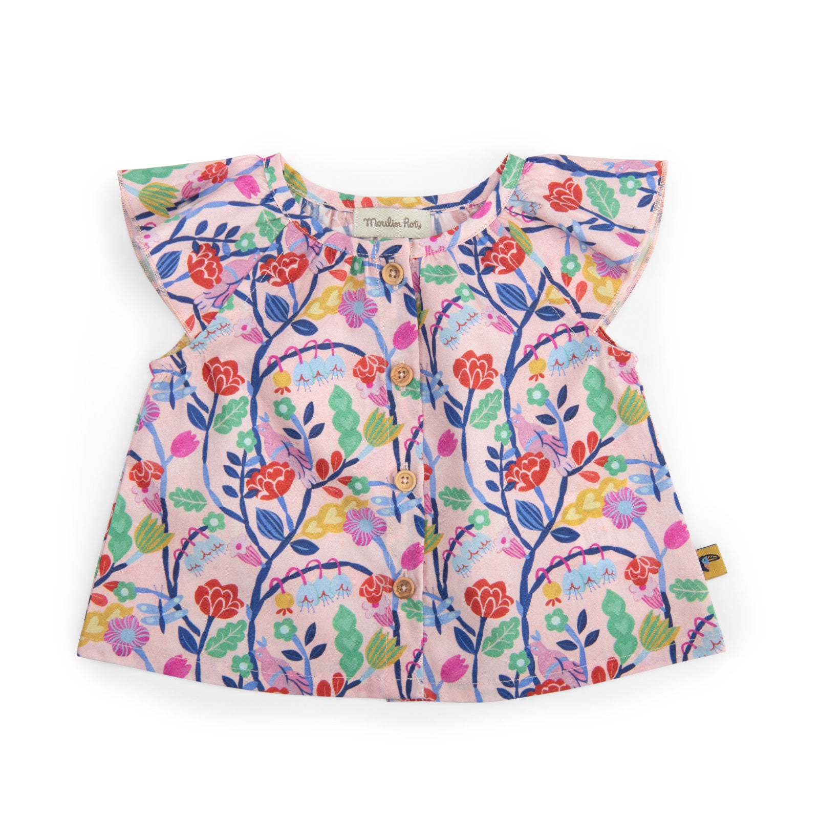 Blouse in cotton floral print, Nathalie