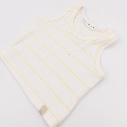 Canotta in bambù e cotone bio, Stripe lemon | Bamboom made in Italy