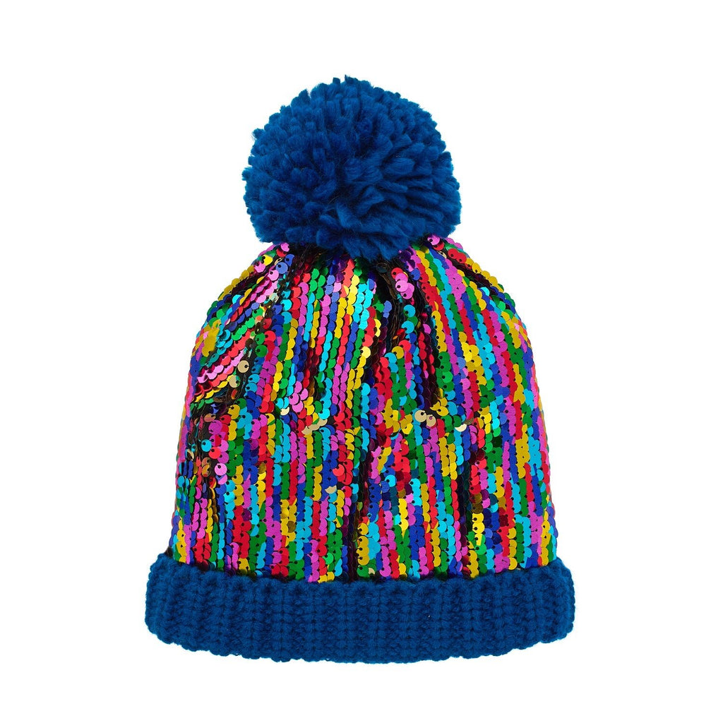 Cappello in maglia, Paillettes arcobaleno (3-6 anni)