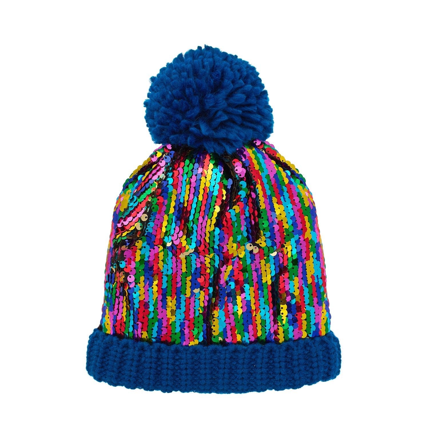 Cappello in maglia, Paillettes arcobaleno (3-6 anni)