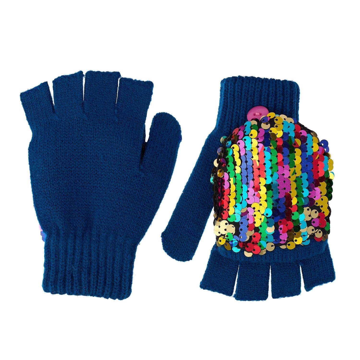 Guanti in maglia, Paillettes arcobaleno (3-6 anni)