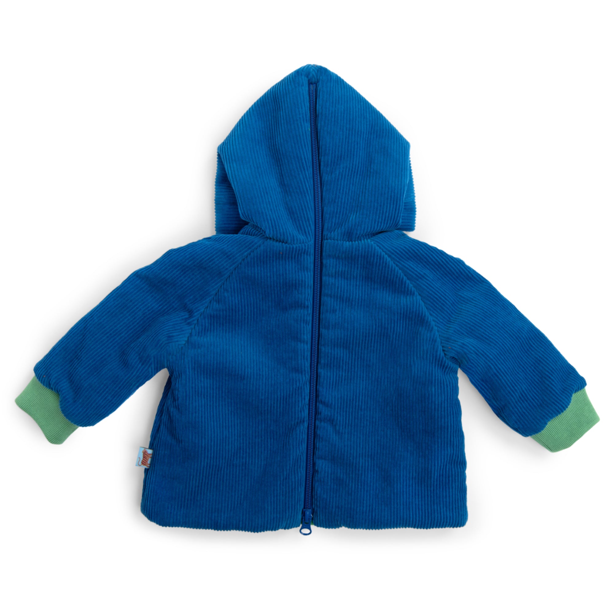 Blue corduroy coat with hood, Matteo