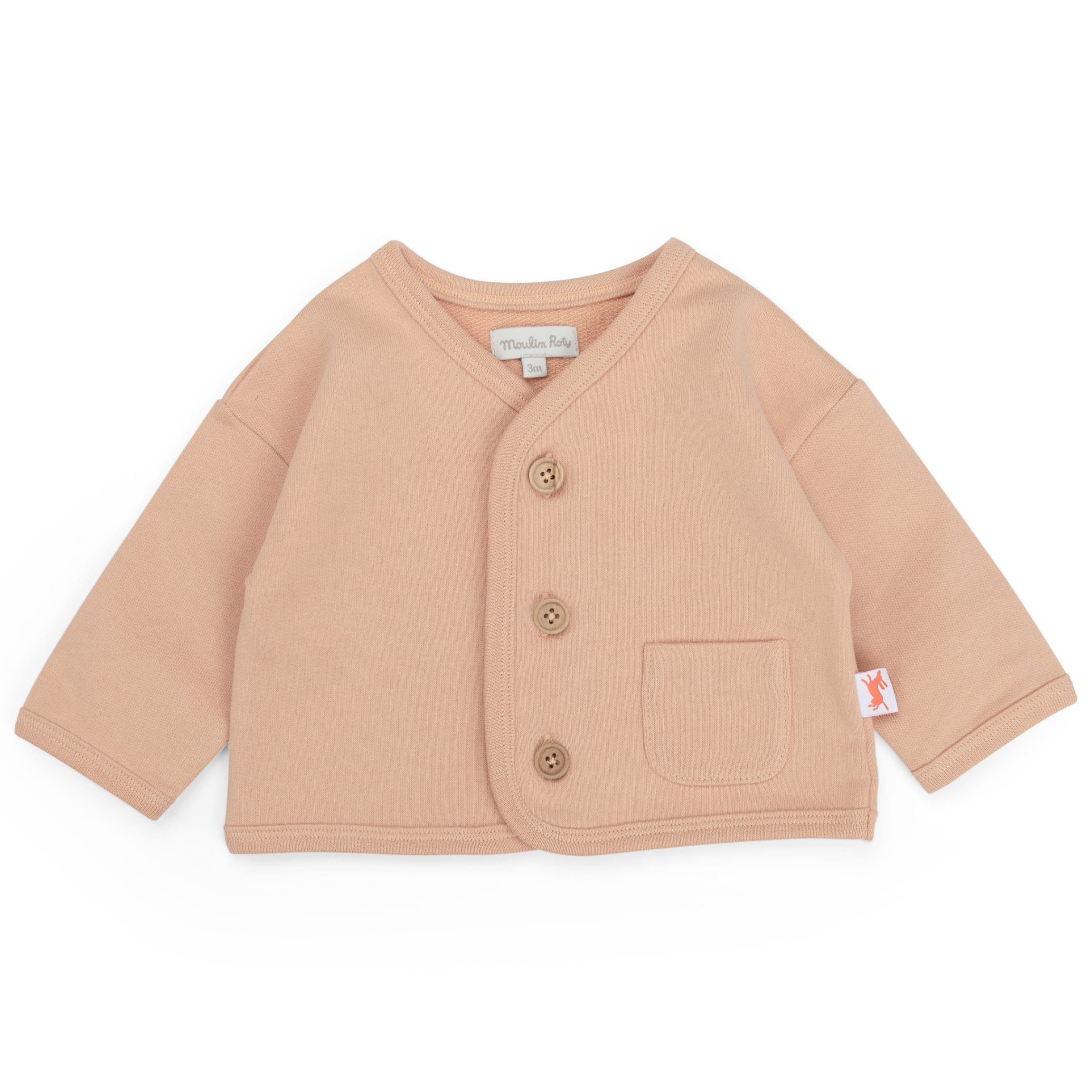 Lightweight peach fleece cardigan, Loic
