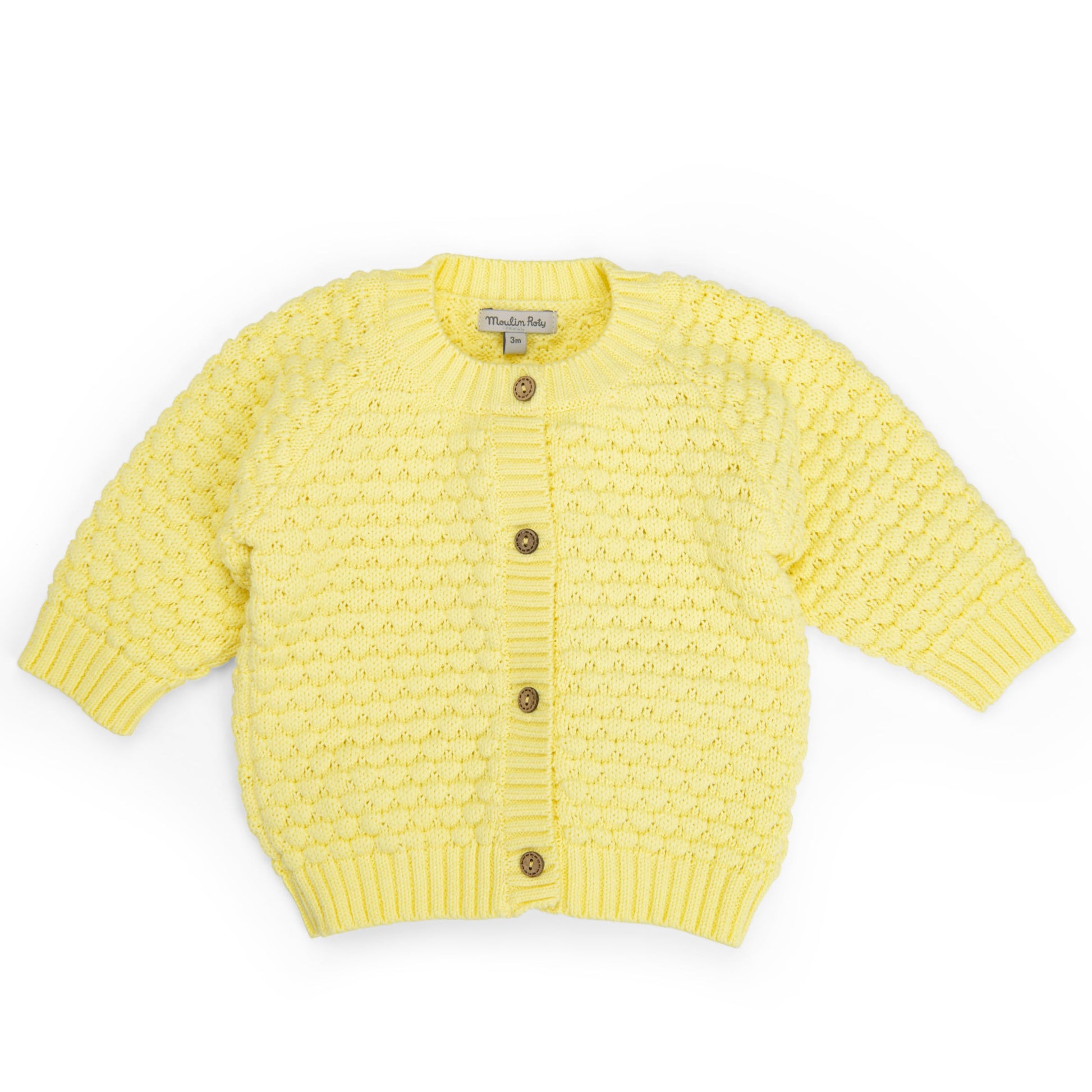 Cardigan in maglia cotone bio giallo, Lumiere