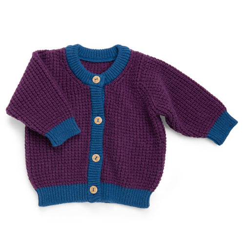 Cardigan in maglia grossa viola, Miki