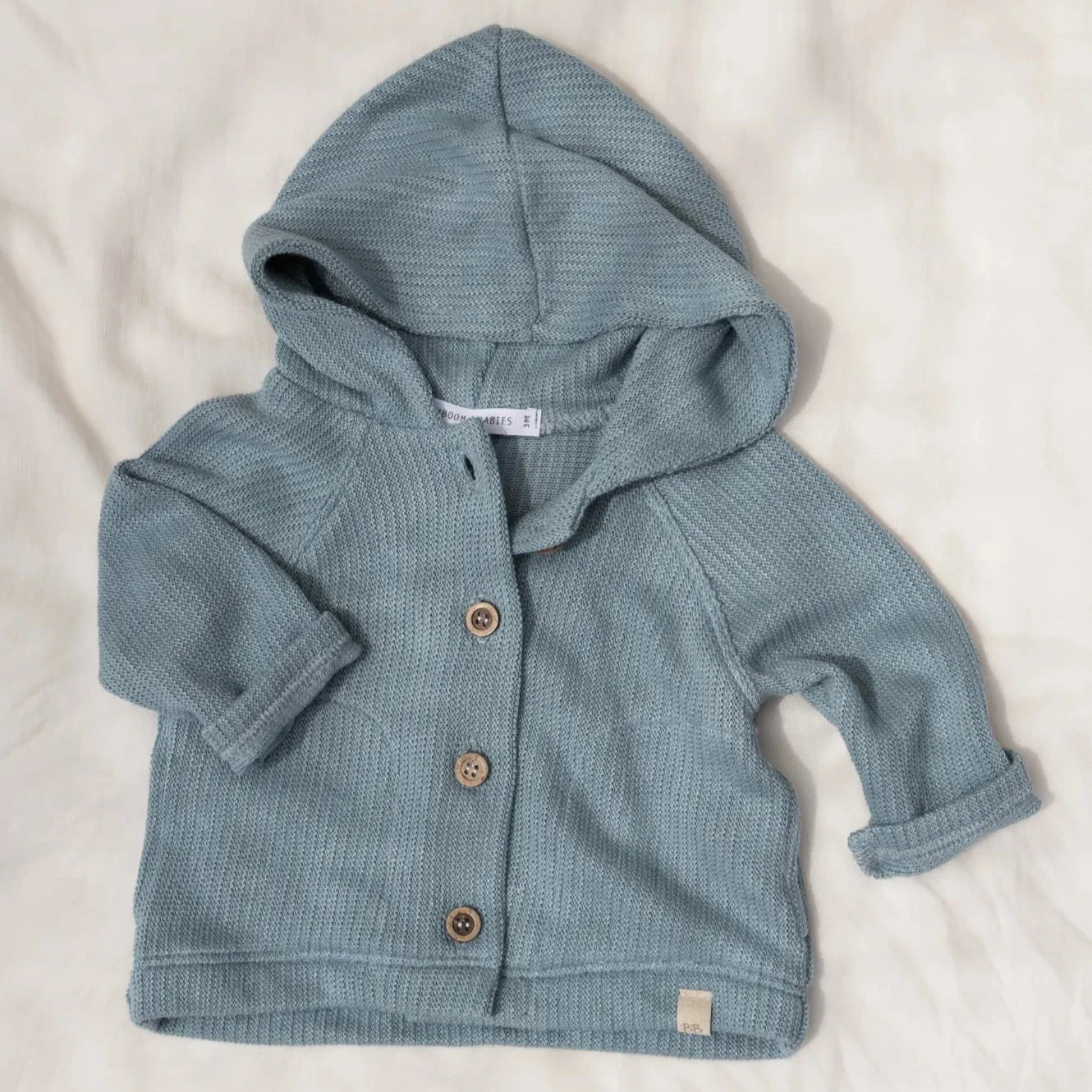 Cardigan maglina in bambù e cotone bio, Soft petrol