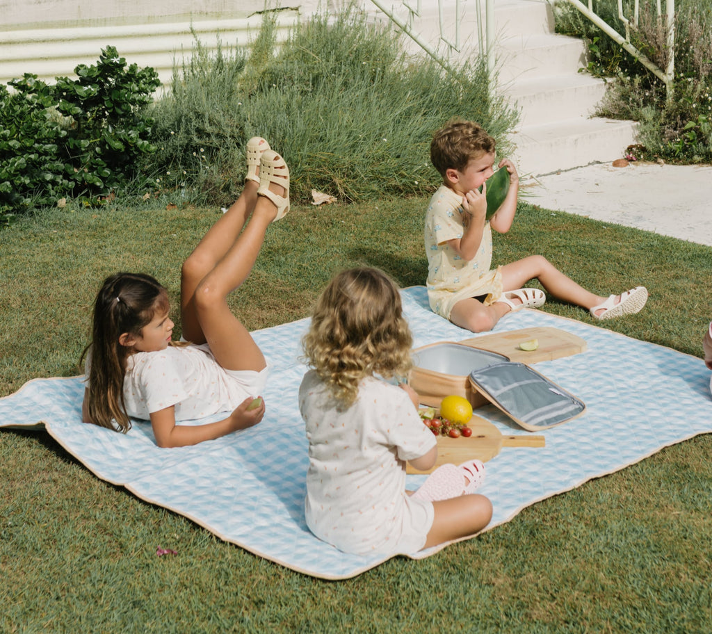 Water-repellent Picnic Blanket 140x170cm, Blue Stripes