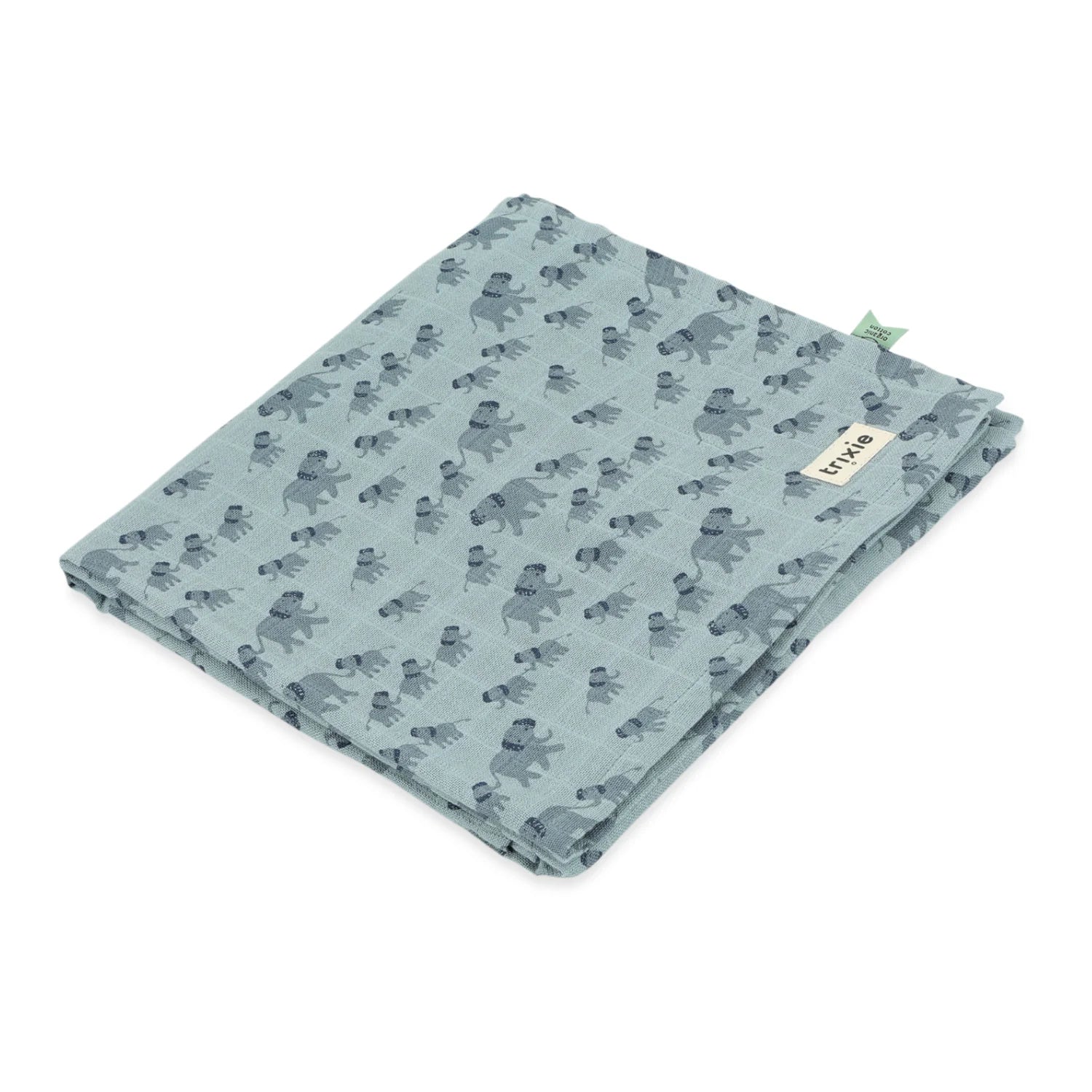 Copertina mussola in cotone organico, Elefanti blu