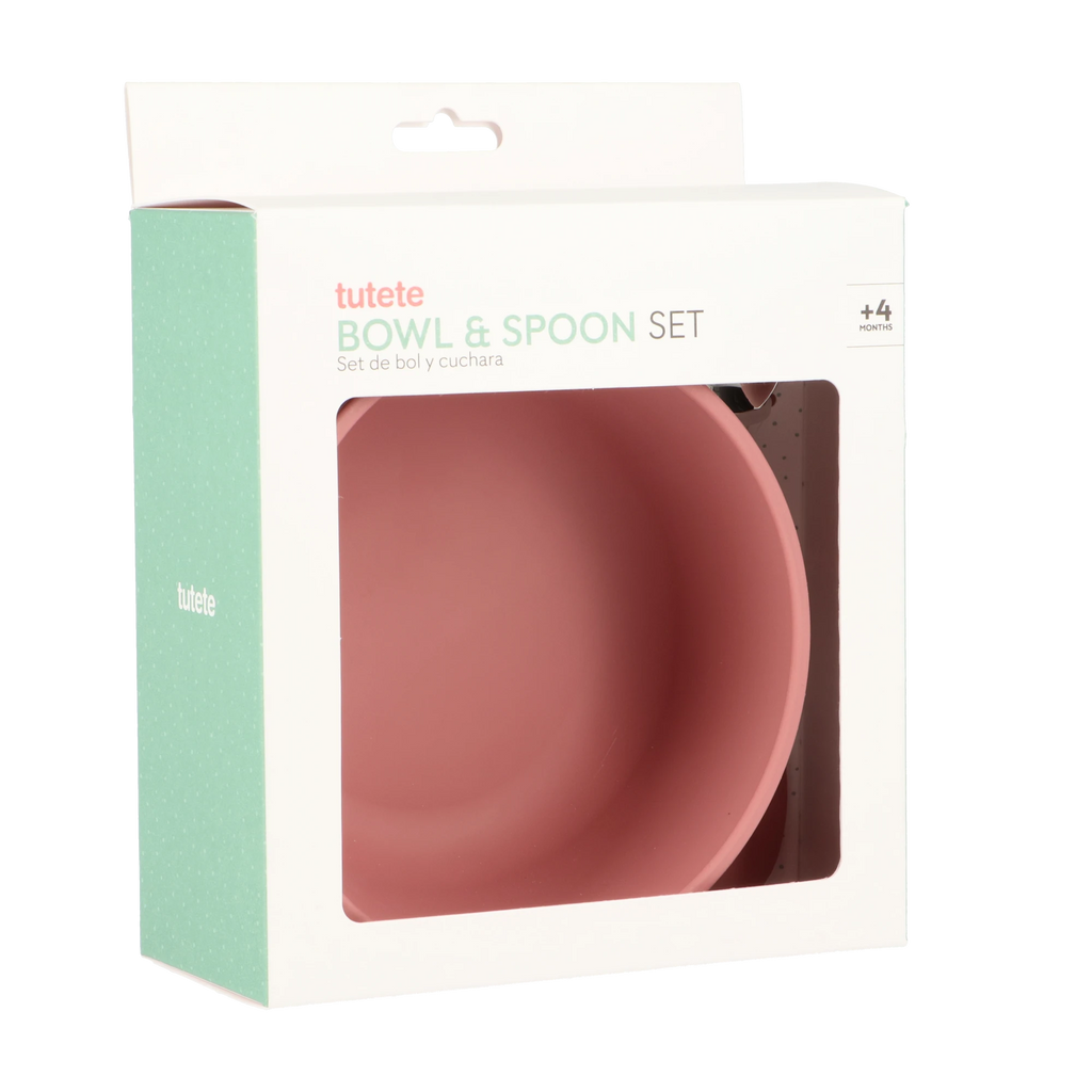 Silicone Suction Cup Bowl with Spoon, Terracotta