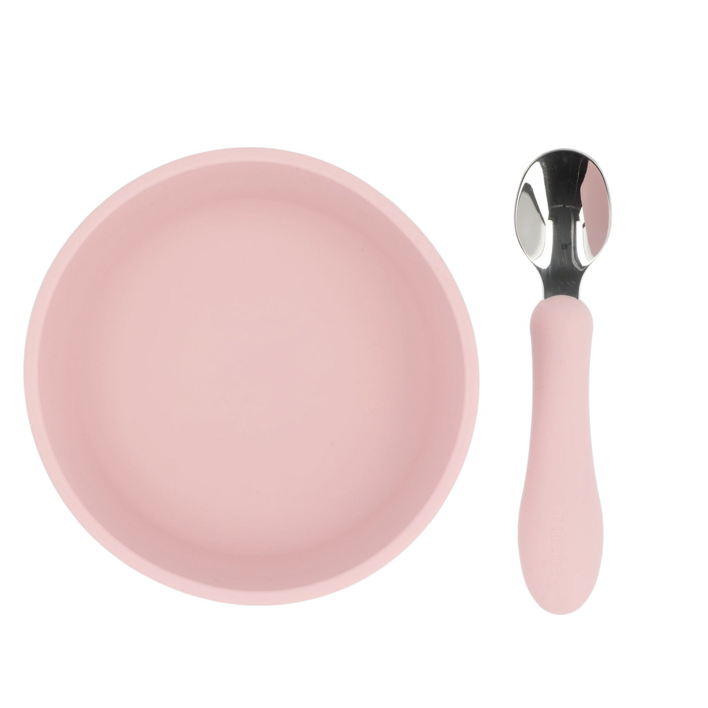 Silicone Suction Cup Bowl with Spoon, Pink