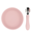 Ciotola con ventosa in silicone con cucchiaio, Rosa