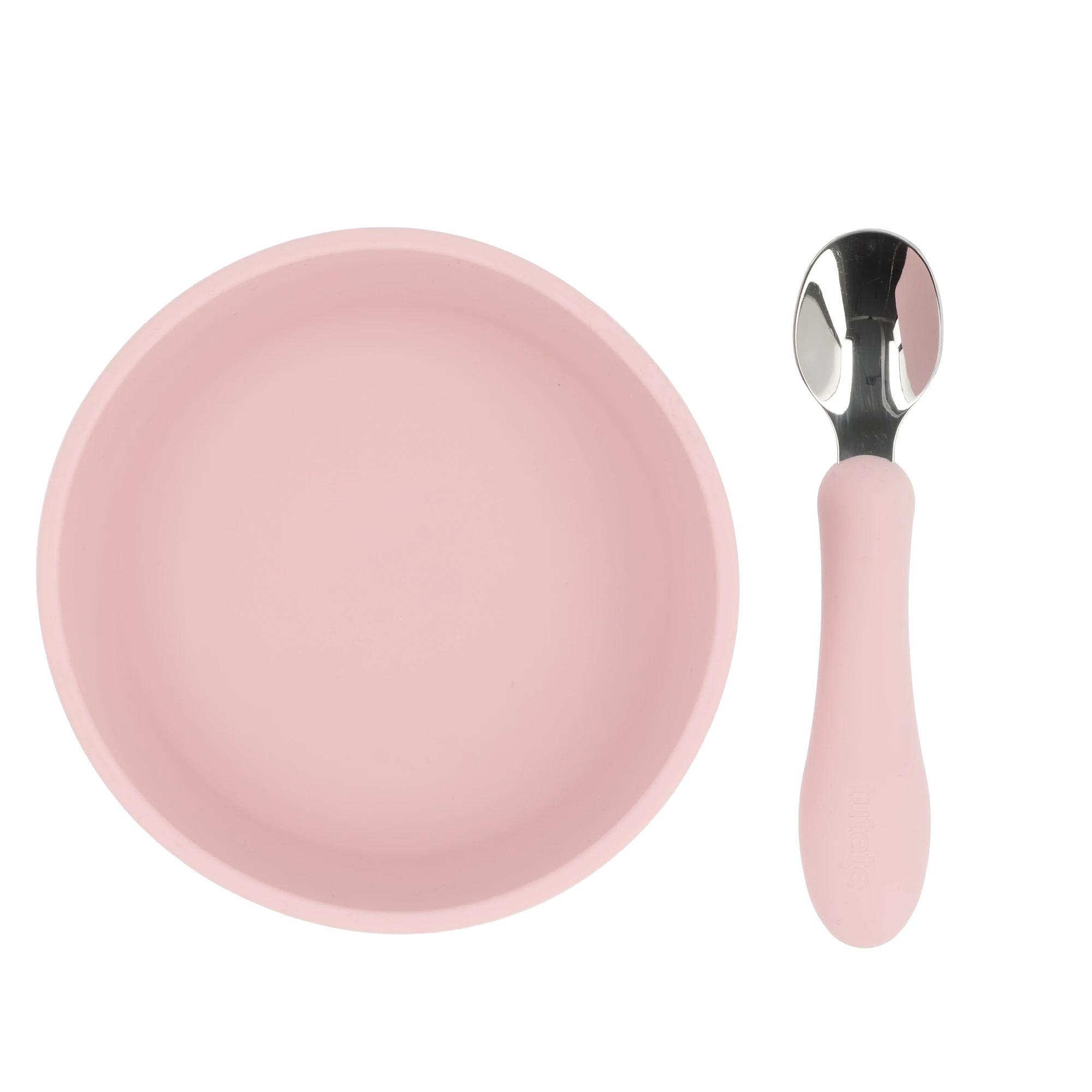 Silicone Suction Cup Bowl with Spoon, Pink