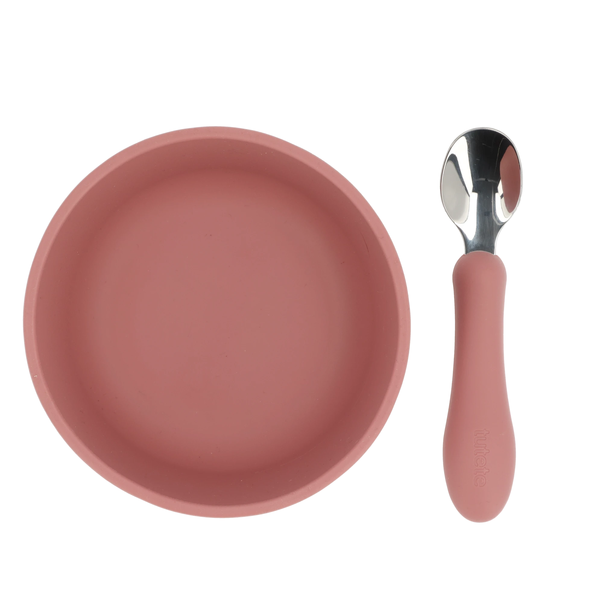 Silicone Suction Cup Bowl with Spoon, Terracotta