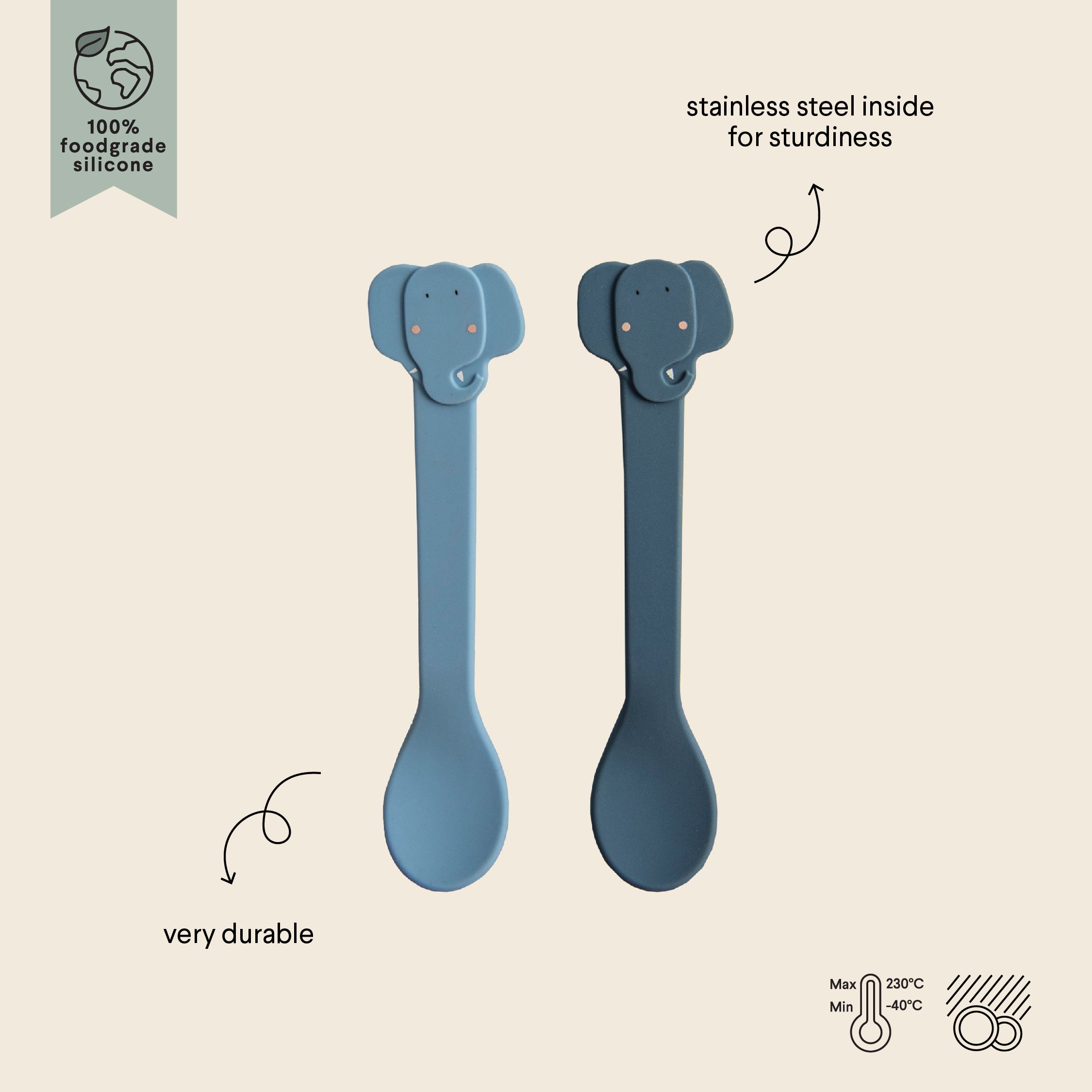 Silicone spoon 2-pack - Elephant