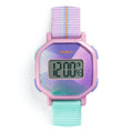 Orologio digitale per bambini Purple prisma di Djeco, viola e verde acqua