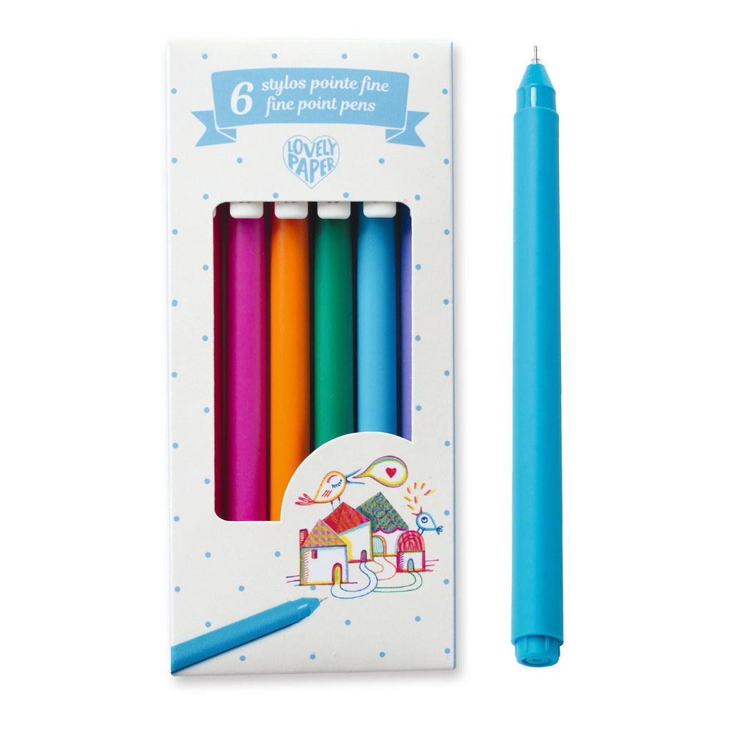 Stylos à pointe fine - 6 couleurs