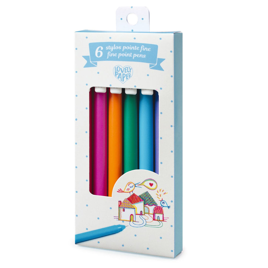 Stylos à pointe fine - 6 couleurs
