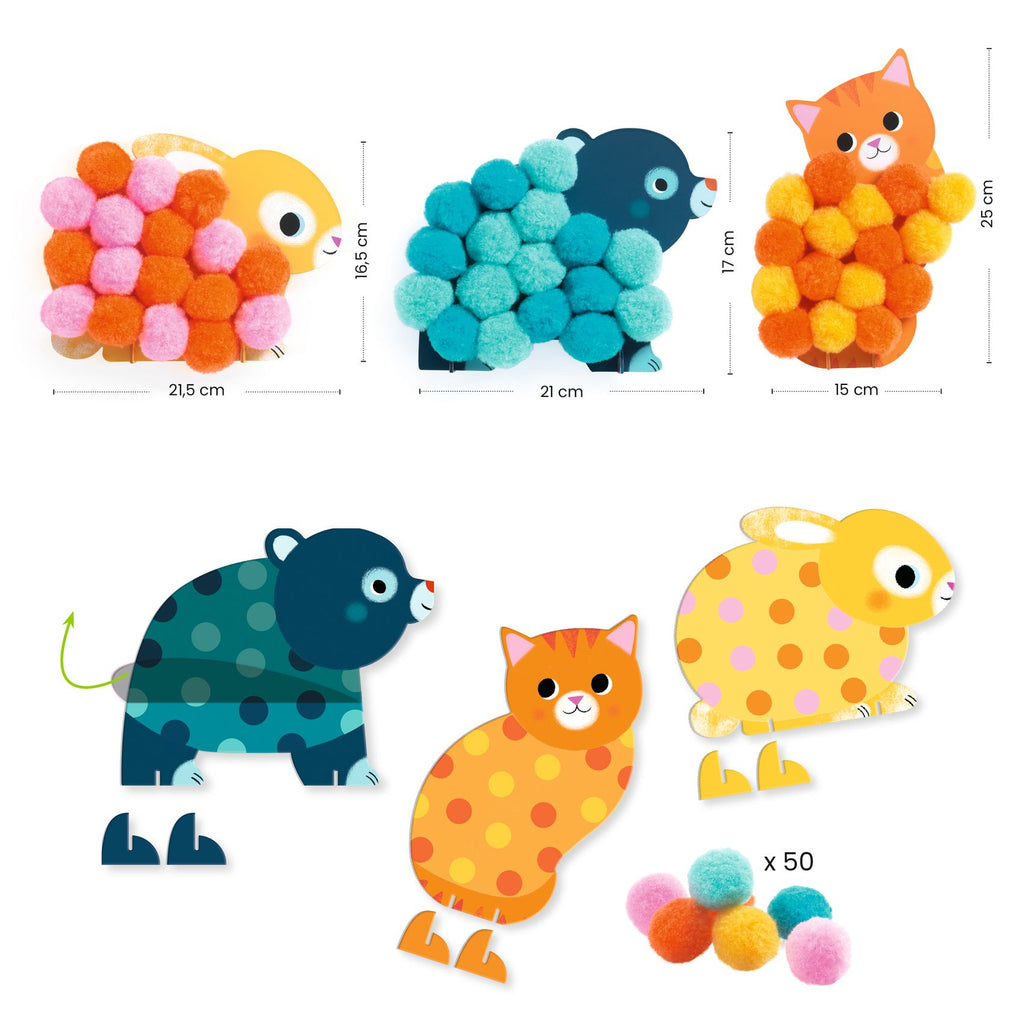 Pom-pom collage, Animals
