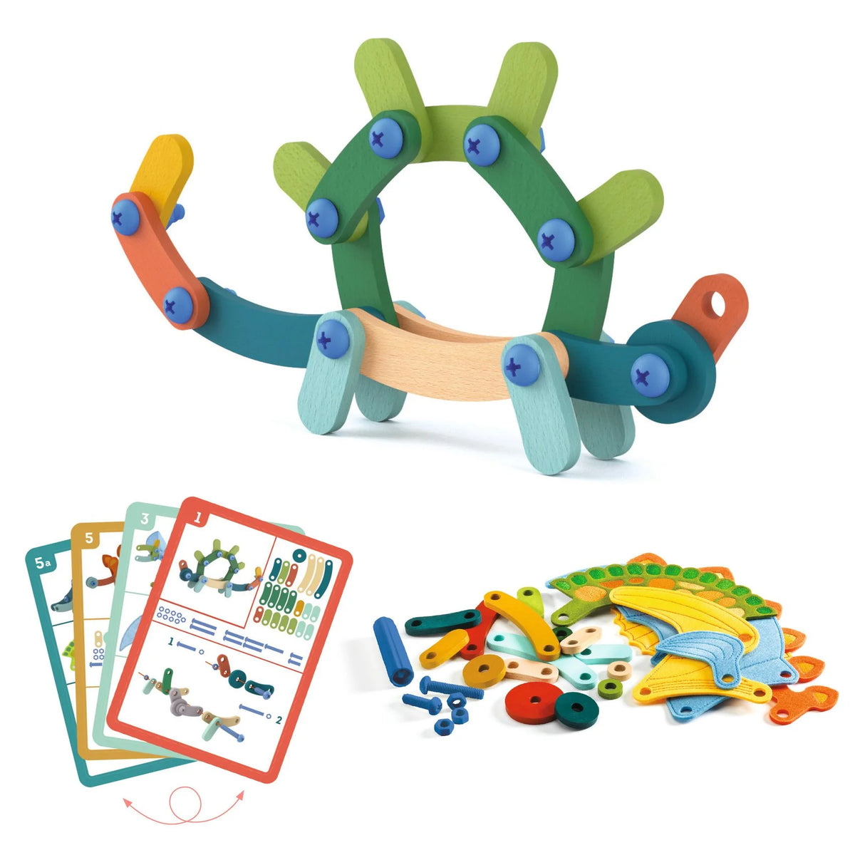 Wood and felt construction set, Buildo Dinos